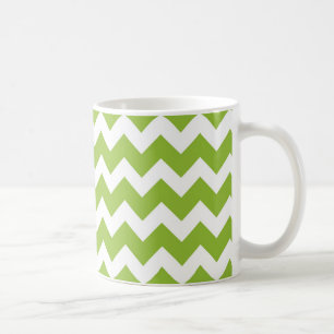 Limoner grüner und weißer Zickzack Streifen Kaffeetasse