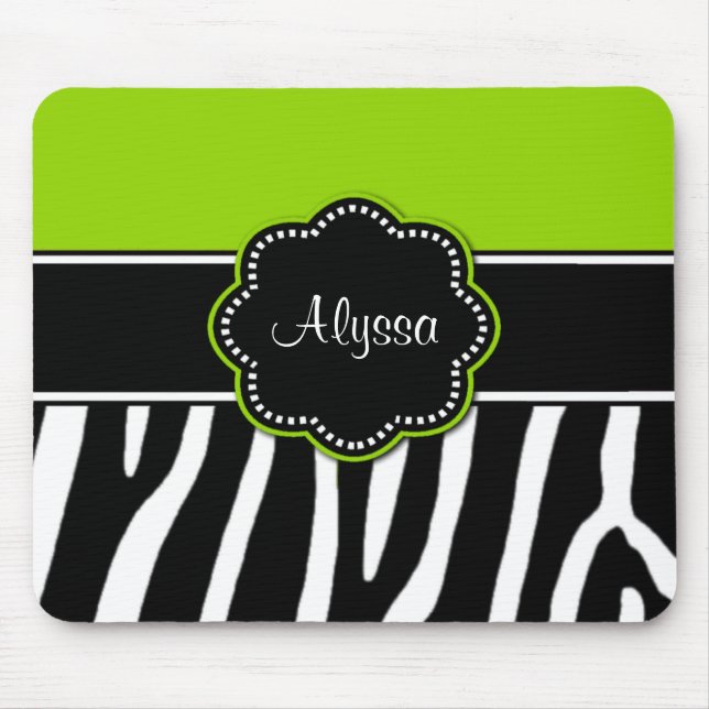 Limoner grüner Zebra-Druck Mousepad (Vorne)