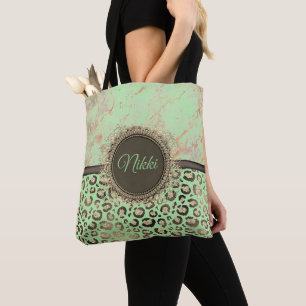 Limoner Marmor Glittery Leopard Personalisiert Tot Tasche