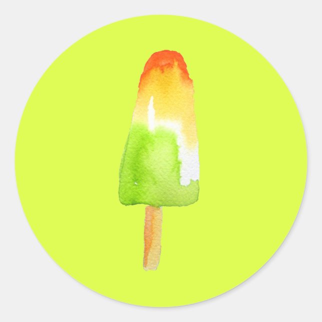 Limoner Orangenpopsikel Sommereisblock Pop Kunst Runder Aufkleber (Vorderseite)