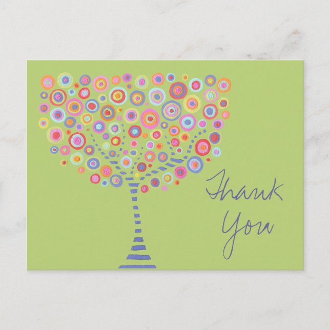 Limoner Retro-Circle Tree Vielen Dank Taufe Postka Postkarte (Vorderseite)