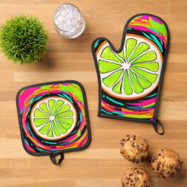 Limoner Slice Pop Art Ofenhandschuh & Topflappen-Set