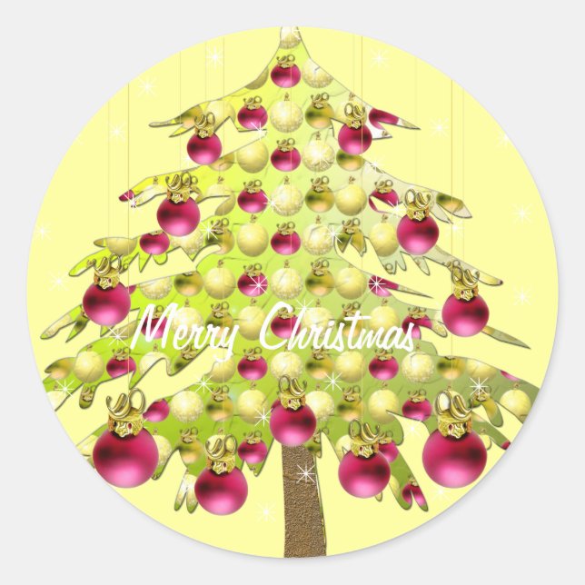 Limoner Weihnachtsbaum mit Pflaumendekoren Runder Aufkleber (Vorderseite)