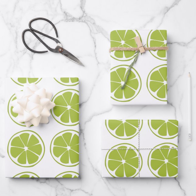 Limones Fruchtgrün Limones Muster Geschenkpapier Set (Vorderseite)