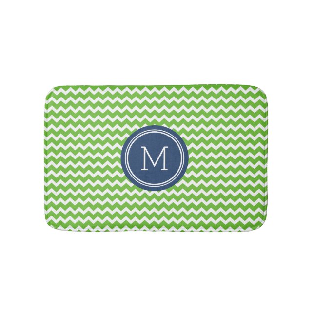 Limones grün-blaues Monogramm-Zickzack Badematte (Vorderseite)