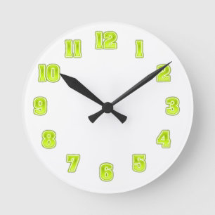 Limones Grün in der gelben Uhr-Schablone Runde Wanduhr