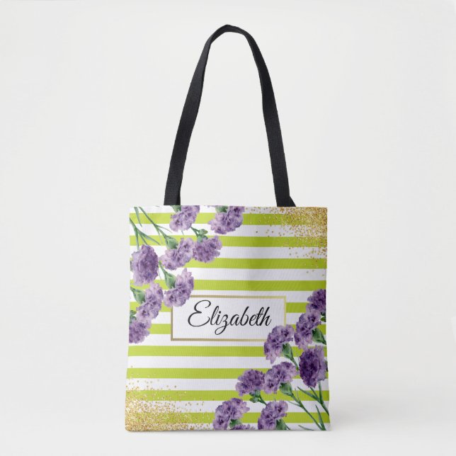 Limones Grün Stripes lila Tasche (Vorderseite)