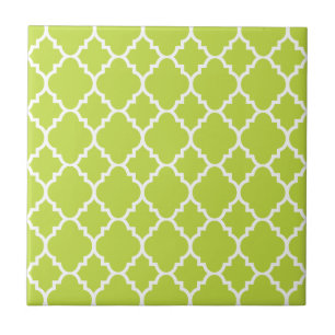 Limones grünes weißes Quatrefoil Marokkaner-Must Fliese