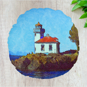 Limones Kiln Lighthouse am Freitag Hafen Rundes Kissen