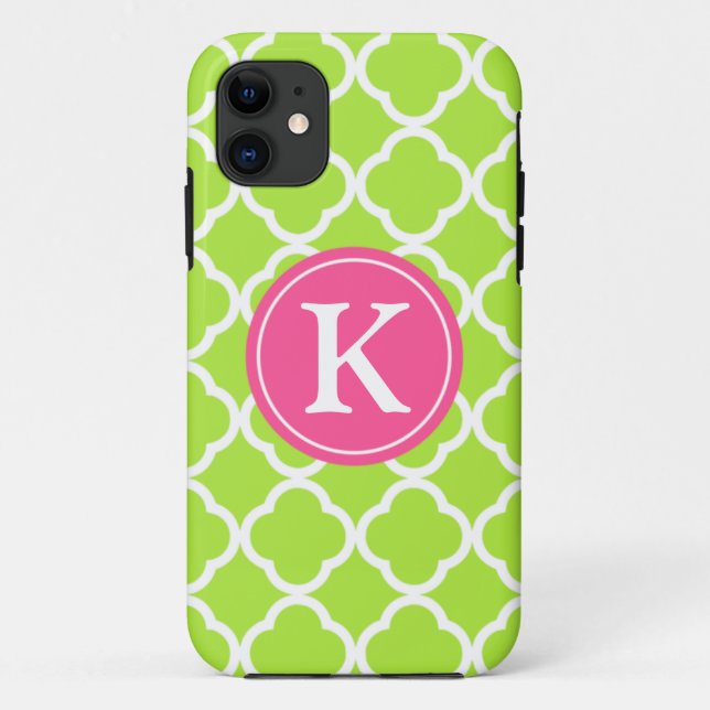 Limones Quatrefoil rosa Monogramm Case-Mate iPhone Hülle (Rückseite)