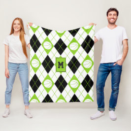 Limones Schwarz-weißes Basketballmotiv Raute Fleecedecke