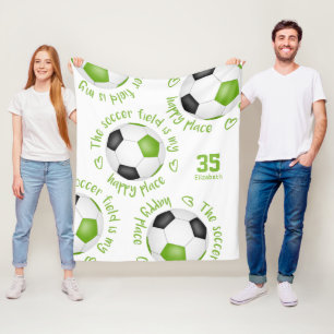 Limones schwarzes Fußballfeld für Mädchen Fleecedecke