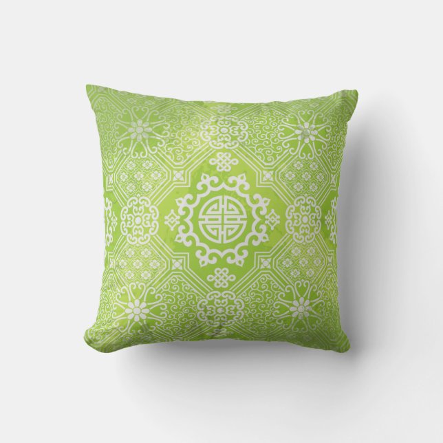 Limones und graues Mendhi-Design reversibles Kisse Kissen (Vorderseite)