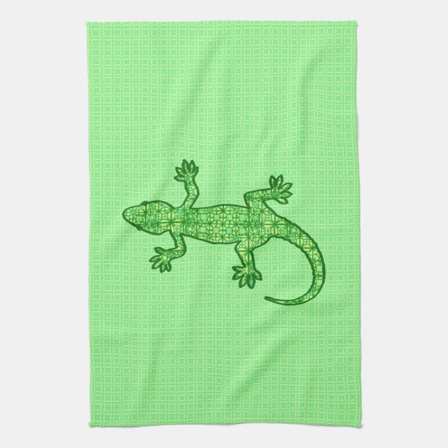 Limones und Smaragdgrün Stammes- Batik Gecko - Handtuch (Vertikal)