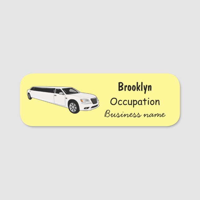 Limousine-Cartoon-Abbildung Namensschild (Vorderseite)