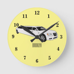 Limousine-Cartoon-Abbildung Runde Wanduhr