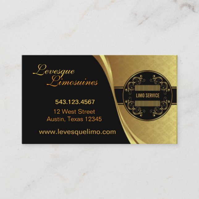 Limousine - Gold u. schwarze Visitenkarte (Vorderseite)