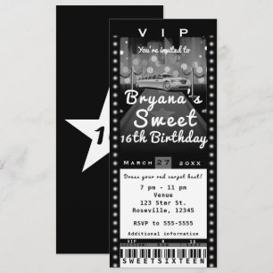 Limousine in der Stadt Black & White Party-Ticket- Einladung