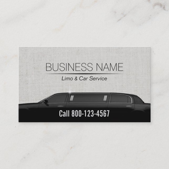 Limousine Limo & Auto Service Klasse Leinen Visitenkarte (Vorderseite)