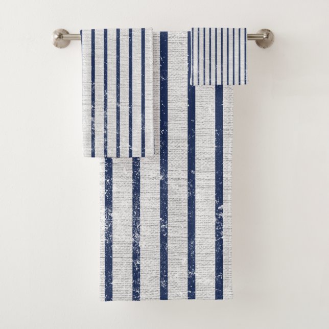 Lin gris rustique et Motif bleu marine (En situation)