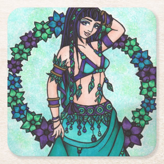 Lina Belly Dancer Rechteckiger Pappuntersetzer (Vorderseite)