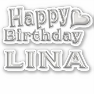 Lina Happy Birthday silver Aufkleber Sticker