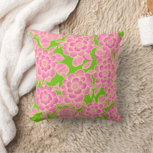 Lina 💚💗 Limettengrün Barock Blumenmuster Kissen