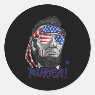 Lincoln 4. Juli Murica Männer Frauen amerikanische Runder Aufkleber