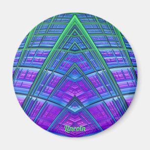 LINCOLN ~Blue, Green und Lila ~Abstraktes Fraktal Magnet