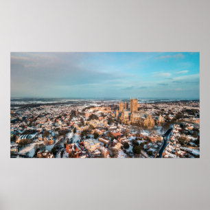 Lincoln Cathedral Winter Scene, UK Poster