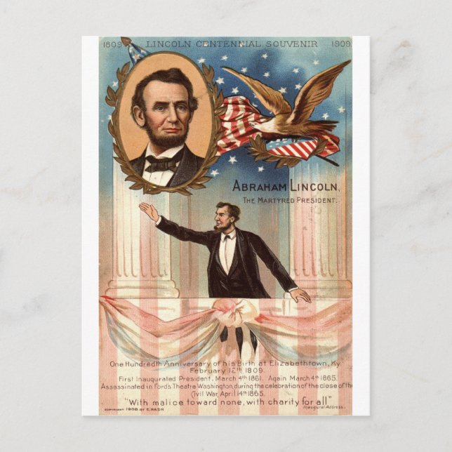 Lincoln Centennial Souvenir, 1908 Vintag Postkarte (Vorderseite)
