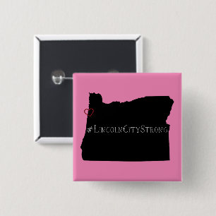 Lincoln City Strong Rope Heart Black Button