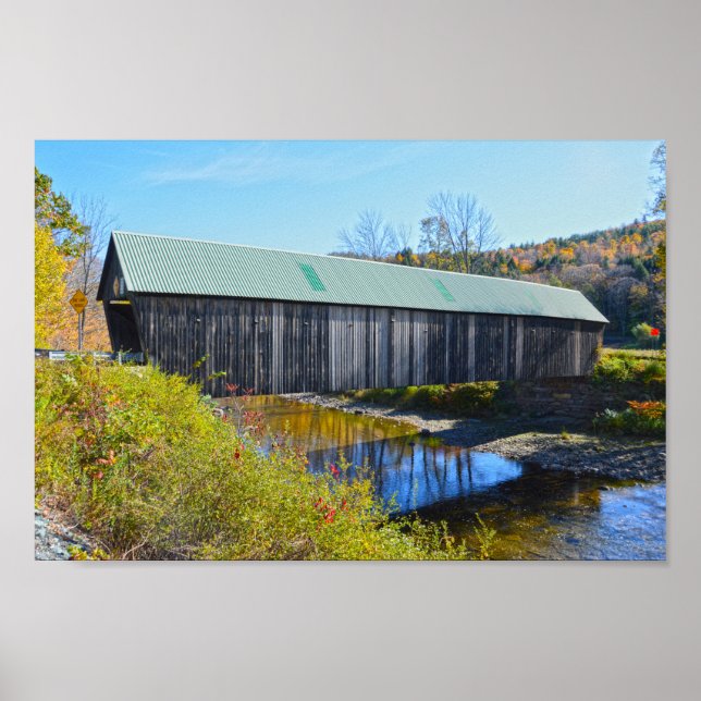 Lincoln Covered Bridge, Autumn, Woodstock, Vermont Poster (Vorne)