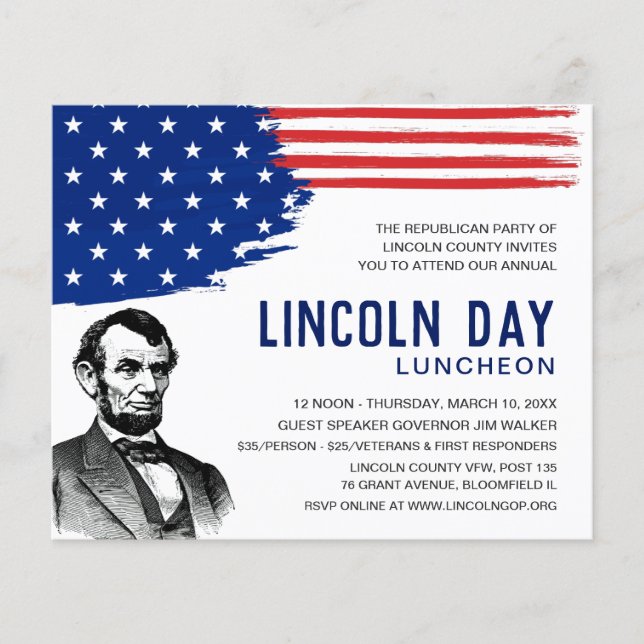Lincoln Day Luncheon Fundraiser Event Einladung (Vorderseite)