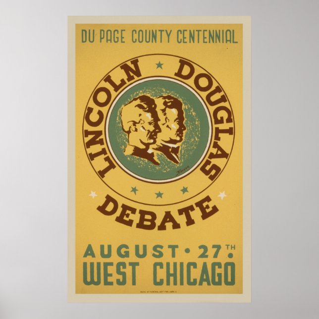Lincoln Douglas Debate Vintag WPA Poster (Vorne)