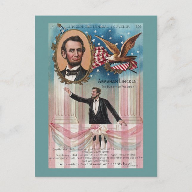 Lincoln gibt seine Antrittsrede Postkarte (Vorderseite)