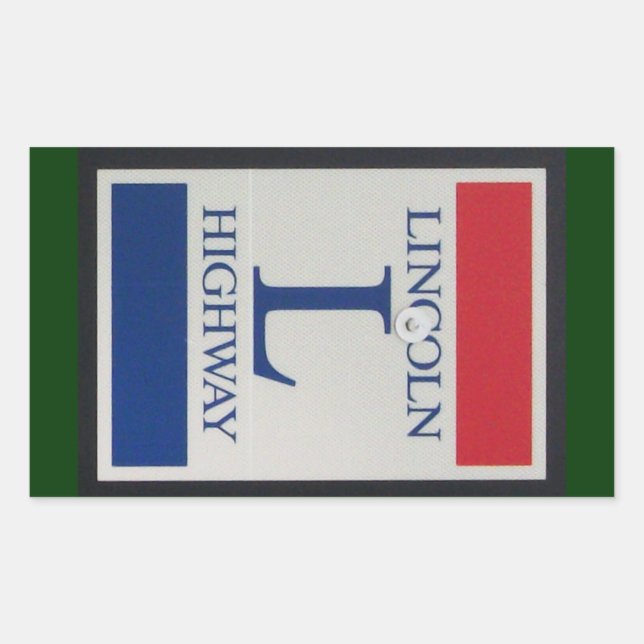 Lincoln Highway Road Sign Rechteckiger Aufkleber (Vorderseite)