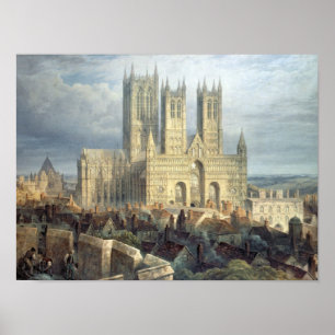 Lincoln-Kathedrale vom Nordwesten, c.1850 Poster