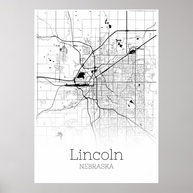 Lincoln Map - Nebraska - City Map Poster (Vorne)