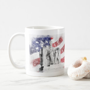 Lincoln Memorial Aquarell Amerikanische Flagge sch Kaffeetasse