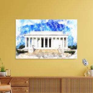 Lincoln Memorial Fassade in Aquarell Leinwanddruck