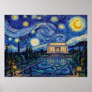 Lincoln Memorial Sternenhimmel Historische Landsch Poster