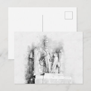 Lincoln Memorial Wasserfarbe und Bleistift gezeich Postkarte