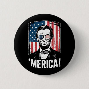 Lincoln Merica 4. Juli Amerikanische Flagge Vintag Button