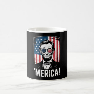 Lincoln Merica 4. Juli Amerikanische Flagge Vintag Kaffeetasse