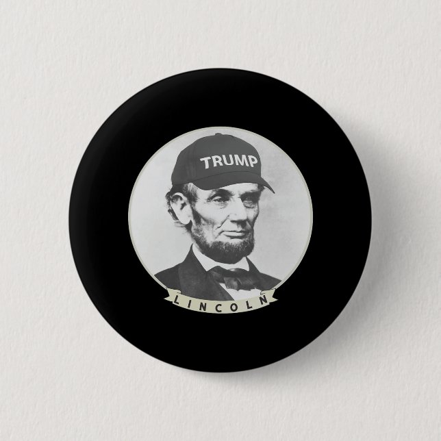 Lincoln mit Trump-Hut - Funny Abe Merica Abrah Button (Vorderseite)