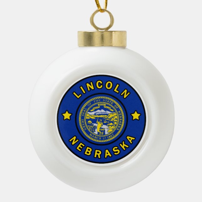 Lincoln Nebraska Keramik Kugel-Ornament (Vorderseite)
