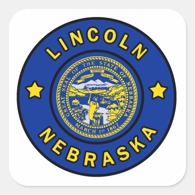 Lincoln Nebraska Quadratischer Aufkleber (Vorderseite)