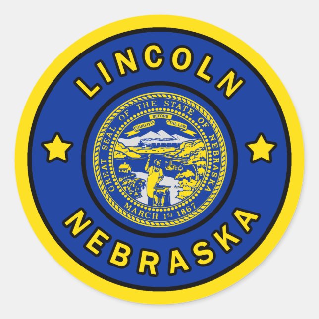 Lincoln Nebraska Runder Aufkleber (Vorderseite)