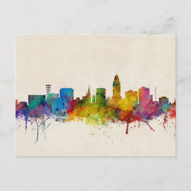 Lincoln Nebraska Skyline Postkarte (Vorderseite)